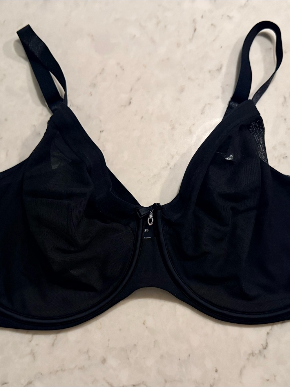 Curvy Couture Black Sheer Mesh Underwire Bra 44G